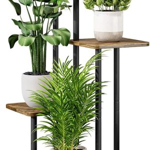 AZERPIAN Plant Stand 5 Tier Indoor Metal Flower Shelf for Multiple Plants Corner Tall Flower Holders for Patio Garden Living Room Balcony Bedroom, Black (5 Tier-Black)